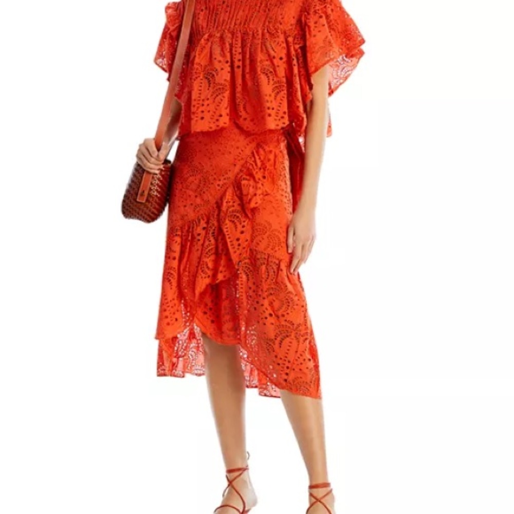 Farm Rio Orange Top & Wrap Skirt